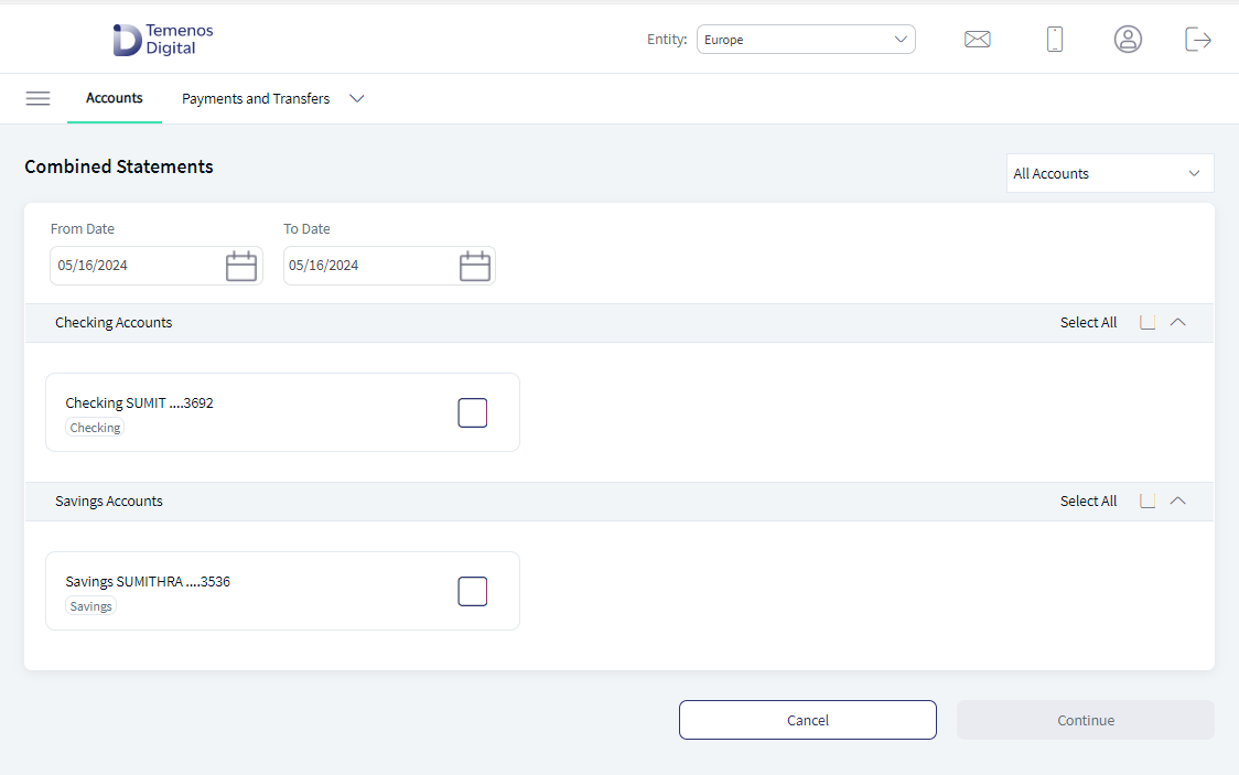 Select the Account